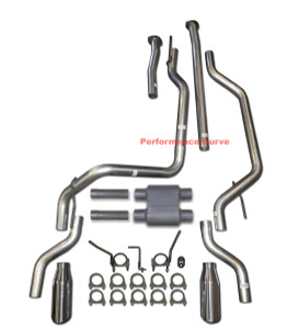 Performance Dual Exhaust Kit w/ One Chamber Muffler Fits 09 - 20 Toyota Tundra - Rear Exit Stainless