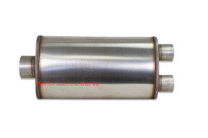 FLOW II Stainless Steel Performance Muffler - 4" In / Dual 3" Out - 58594