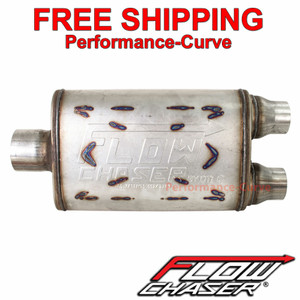 Flow Chaser Performance Exhaust Muffler SS 3" IN \ Dual 2.25" Out - 930422 Flow Chaser Performance Exhaust Muffler SS 3" IN \ Dual 2.25" Out - 930422