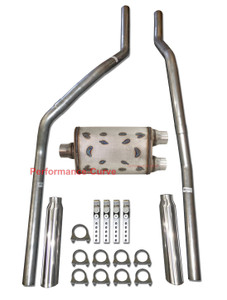 83-01 Chevrolet GMC S10 S15 Mandrel Bent Dual Exhaust w/ Flow Chaser SS Tips