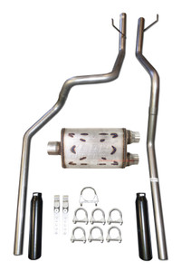 Mandrel Bent Dual Exhaust w/ Flow Chaser Fits 03-05 Dodge Ram Hemi Black Tips Mandrel Bent Dual Exhaust w/ Flow Chaser Fits 03-05 Dodge Ram Hemi Black Tips