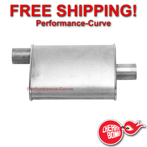 Cherry Bomb Turbo 2" Offset/ 2" Center Muffler Performance Exhaust - 16807CB Cherry Bomb Turbo 2" Offset/ 2" Center Muffler Performance Exhaust - 16807CB