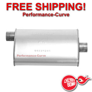 Cherry Bomb Turbo 2" Offset/Center Muffler Performance Exhaust - 16821CB Cherry Bomb Turbo 2" Offset/Center Muffler Performance Exhaust - 16821CB
