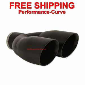 Black Exhaust Tip SS Double Wall 2.5" Inlet - Dual 3.5" Outlet - 9.5" Long Black Exhaust Tip SS Double Wall 2.5" Inlet - Dual 3.5" Outlet - 9.5" Long