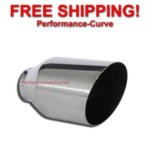 Stainless Steel Exhaust Tip Round Slant 2.25" Inlet - 4" Outlet - 7" Long