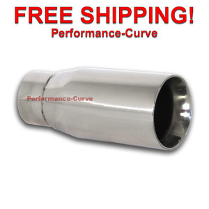 Stainless Steel Exhaust Tip Double Wall - 2.25" Inlet - 3" Outlet - 7" Long