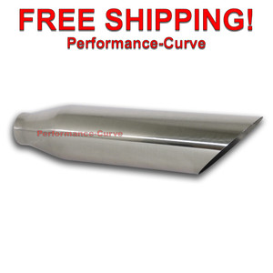 Stainless Steel Exhaust Tip Angle Cut 2.25" Inlet - 4" Outlet - 18" Long