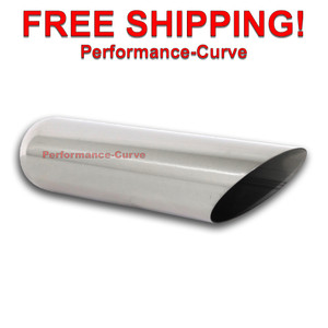 Stainless Steel Exhaust Tip Angle Cut - 2.25" Inlet - 3" Outlet -12" Long