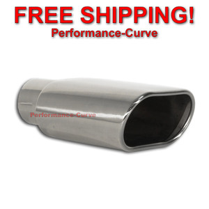 Stainless Steel Exhaust Tip Rolled Oval Slant 2.25" Inlet - 5.5" x 3" Outlet