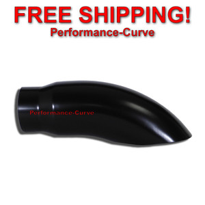 Black Diesel Stainless Steel Weld On Turn Down Exhaust Tip 4" to 5" - 15" Long