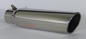 Stainless Steel Exhaust Tip Angle Cut - 3" Inlet - 4" Outlet - 15" Long