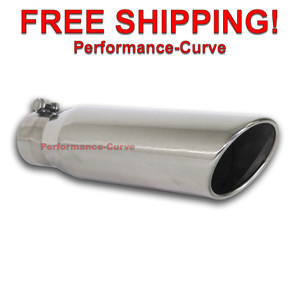 Stainless Steel Exhaust Tip Angle Cut - 3" Inlet - 4" Outlet - 15" Long - J6815R