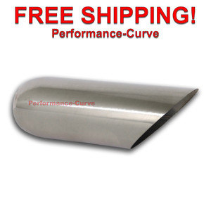 Stainless Steel Exhaust Tip Angle Cut - 2.5" Inlet - 4" Outlet - 12" Long