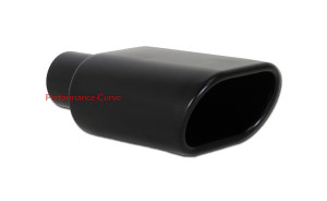 Stainless Exhaust Tip Rolled Oval Slant Black 2.25" Inlet - 5.5" x 3" Outlet
