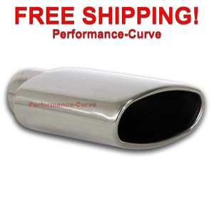 Stainless Steel Exhaust Tip - Rolled Oval Angle - 2.25" In - 6" x 2.5" Out
