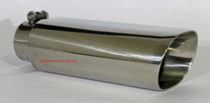 Stainless Steel Exhaust Tip - DW Oval Slant Bolt On - 2.5" In - 4.5" x 3" Out