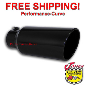 Black Diesel Stainless Steel Bolt On Exhaust Tip 4" Inlet - 6" Outlet - 15" Long