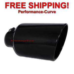 Black Diesel Stainless Steel Bolt On Exhaust Tip 4" Inlet - 8" Outlet - 15" Long