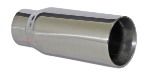Stainless Steel Exhaust Tip Double Wall Slant 2.25" In - 3" Outlet - 8" Long