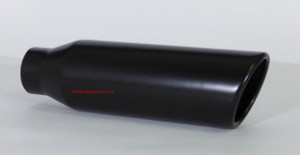 Black Stainless Steel Exhaust Tip - 2.25" Inlet - 3.5" Outlet - 12" Long
