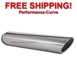 Stainless Steel Rolled Truck Exhaust Tip - 2.25" Inlet - 3.5" Outlet - 18" Long