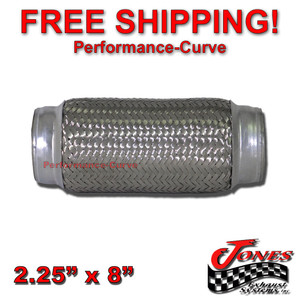 2.25" x 8" Exhaust Flex Pipe Tube Custom Heavy Duty Stainless Steel 3 Ply