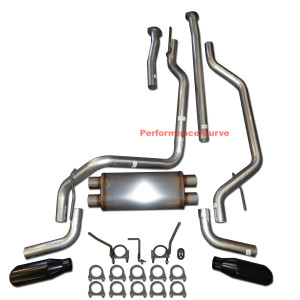 2009 - 2020 Toyota Tundra Performance Dual Exhaust Kit w/ 18" MaxFlow Muffler - Side Exit Black Tips