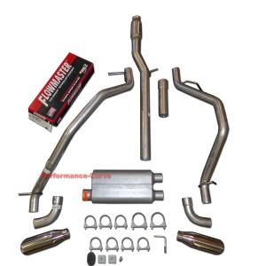 14-19 Chevrolet Silverado GMC Sierra Dual Exhaust Kit w/ Flowmaster 50 DeltaFlow - Side Exit Polished Tips