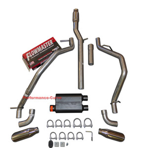 14-19 Chevrolet Silverado GMC Sierra Dual Exhaust Kit w/ Flowmaster Super 44 - Side Exit Polished Tips