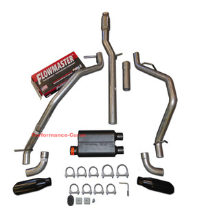 14-19 Chevrolet Silverado GMC Sierra Dual Exhaust Kit w/ Flowmaster Super 44 - Side Exit Black Tips