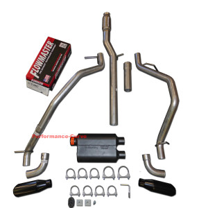 14-19 Chevrolet Silverado GMC Sierra Dual Exhaust Kit w/ Flowmaster Super 40 - Side Exit Black Tips