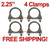 2.25" Exhaust U-Bolt Clamp - 5/16" Rod - Standard Duty - Saddle Style 2 1/4" - 4 Pack
