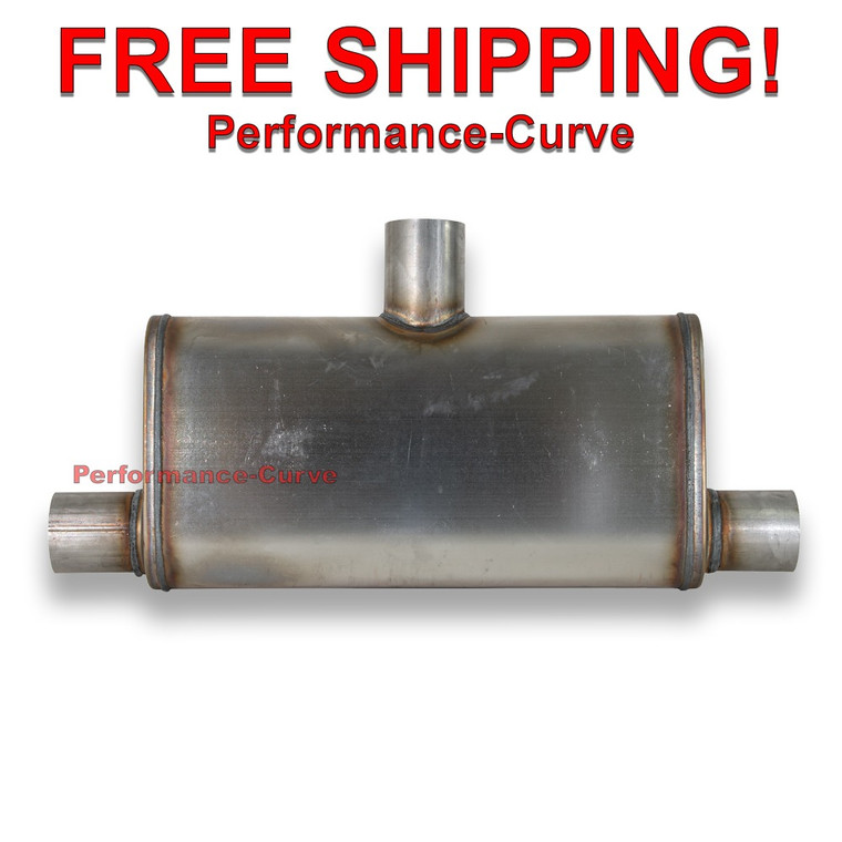 FLOW II Stainless Steel Performance Muffler - 2.5" - Center Body In / Dual Out