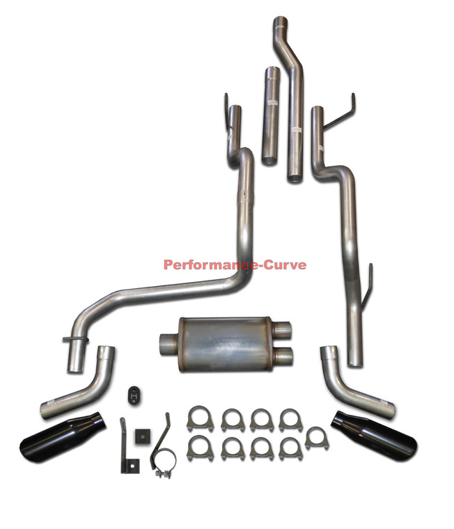 03-12 Dodge Ram 2500 3500 Dual Exhaust Kit w/ MaxFlow Muffler - Aggressive - Side Exit Black Tips
