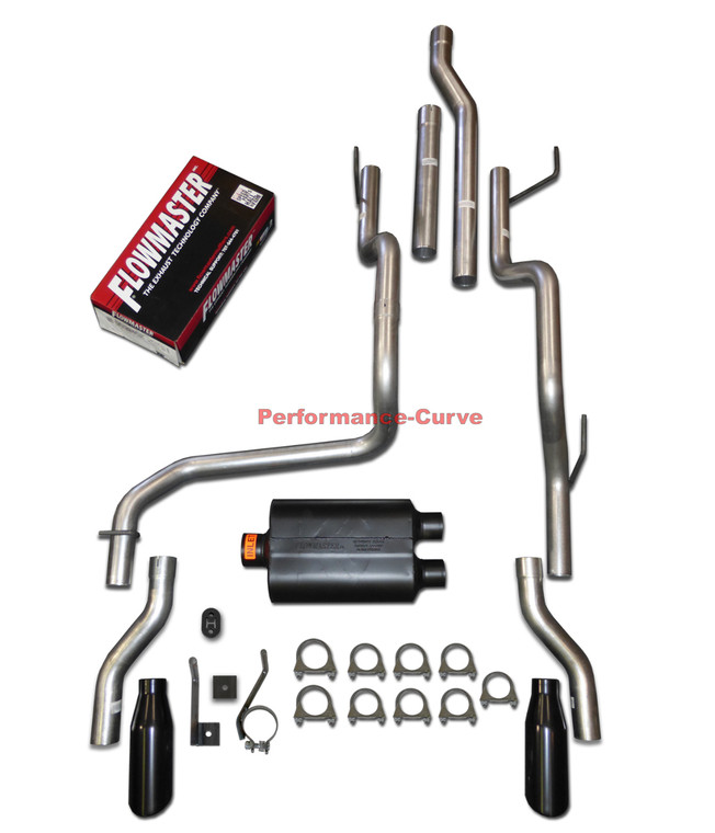 03-12 Dodge Ram 2500 3500 Dual Exhaust Kit w/ Flowmaster Super 40 - Aggressive - Rear Exit Black Tips