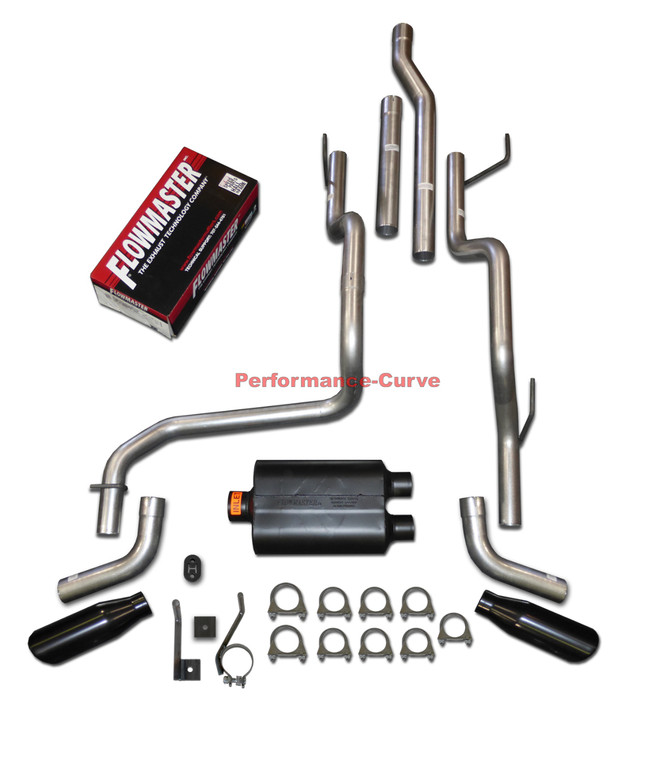 03-12 Dodge Ram 2500 3500 Dual Exhaust Kit w/ Flowmaster Super 40 - Aggressive - Side Exit Black Tips