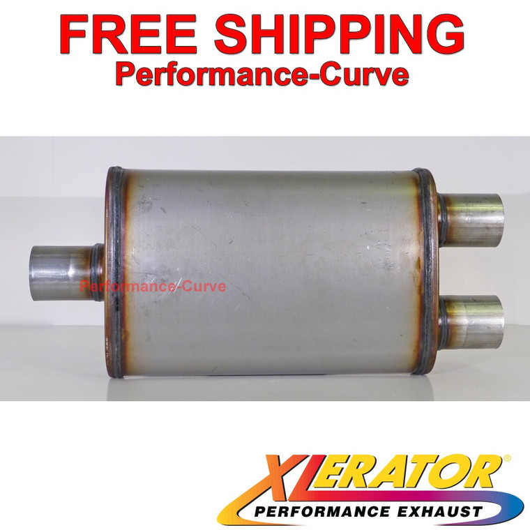 Xlerator Performance Muffler SS 2.25" C/D 4x9 Oval - 14" Body - XS1149