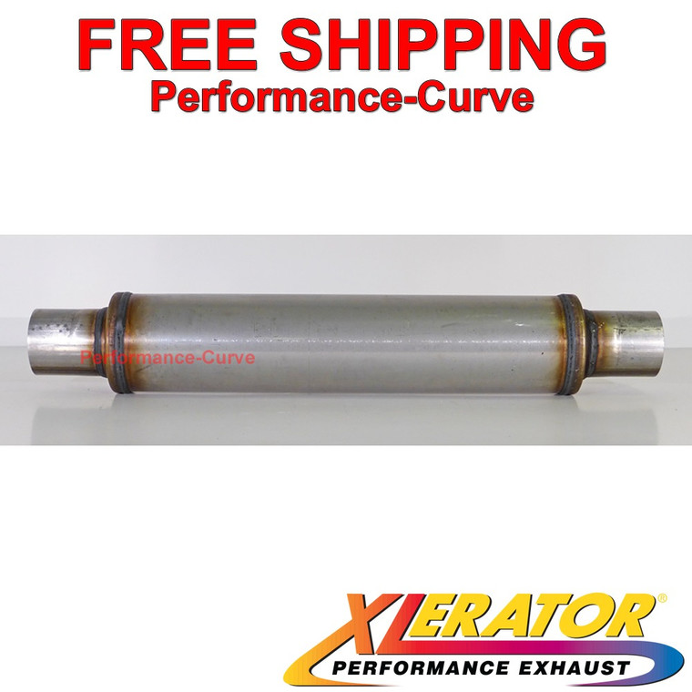 Xlerator Performance Muffler / Resonator SS 2.5" ID - 4" Round - XS0426