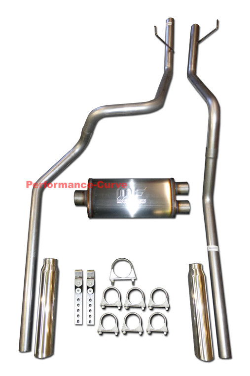 03-05 Dodge Ram Hemi Mandrel Bent Performance Dual Exhaust 18" MagnaFlow Muffler - Polished Tips