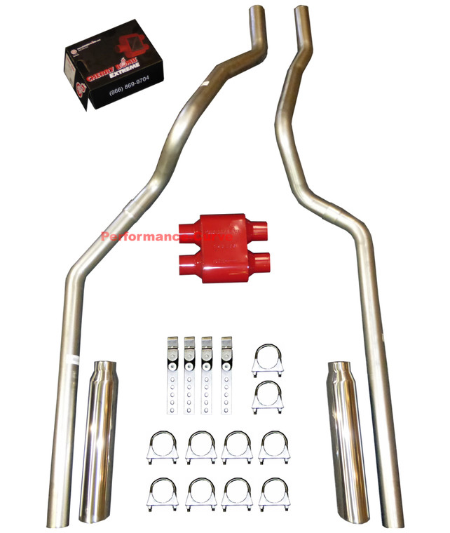 01-06 Chevrolet GMC Truck 6.0L / 8.1L Mandrel Dual Exhaust Cherry Bomb Extreme - Polished Tips
