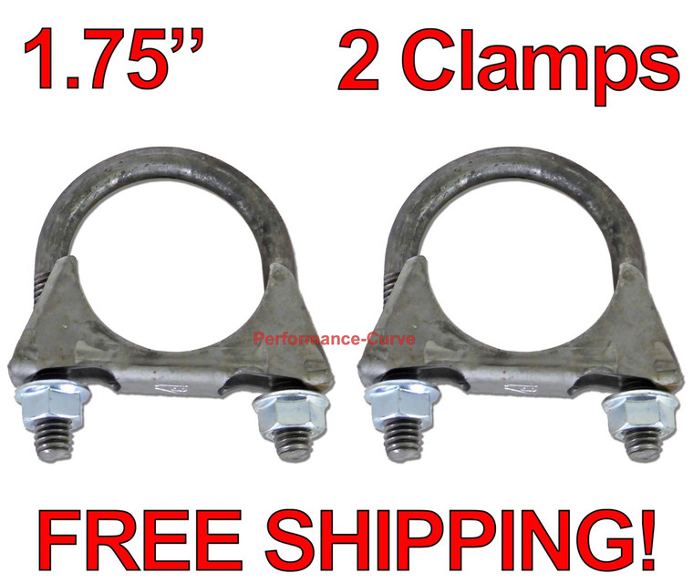 1.75" Exhaust U-Bolt Clamp - 3/8" Rod - Standard Duty - Saddle Style - 1 3/4" - 2 Pack