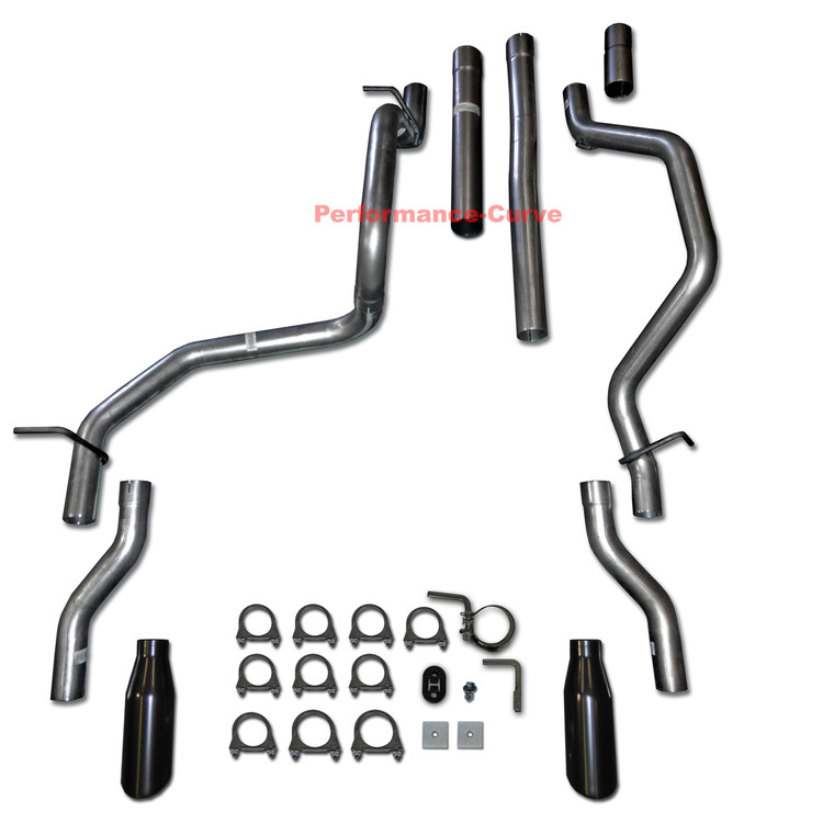 2007 - 2013 Chevrolet Silverado GMC Sierra 4.8 5.3 Dual Exhaust Pipe Kit w/ Black Tips Rear Exit