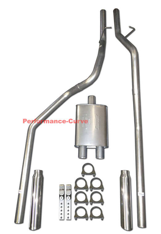 94-01 Dodge Ram 3.9 5.2 5.9 Dual Exhaust Mandrel Bent w/ Big Max Turbo Muffler - Polished Tips