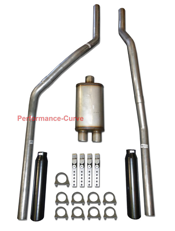 83-01 Chevrolet GMC S10 S15 Mandrel Bent Dual Exhaust w/ Xlerator Muffler -  Black Tips