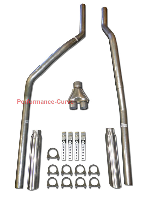 83-01 Chevrolet GMC S10 S15 Truck Mandrel Bent Performance Dual Exhaust - Y Pipe - Polished Tips