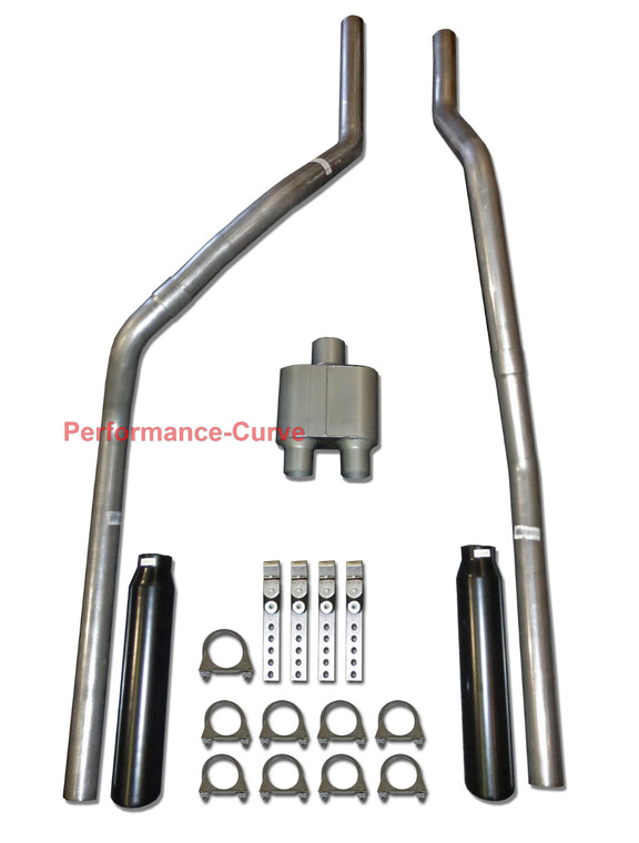 83-01 Chevrolet GMC S10 S15 Truck Performance Dual Exhaust - One Chamber Muffler -  Black Tips