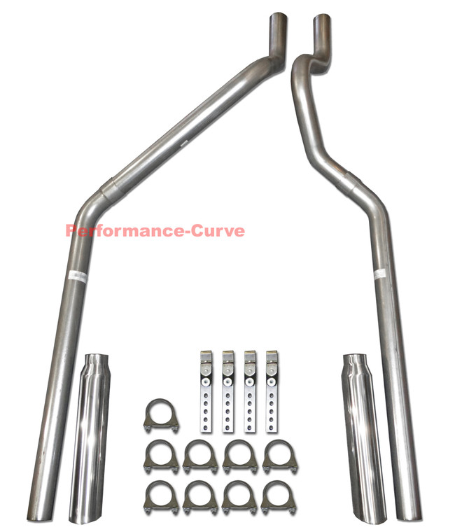 2004 - 2008 Dodge Dakota 3.7 4.7 Mandrel Bent Dual Exhaust Tail Pipe Kit w/ Tips - Polished Tips