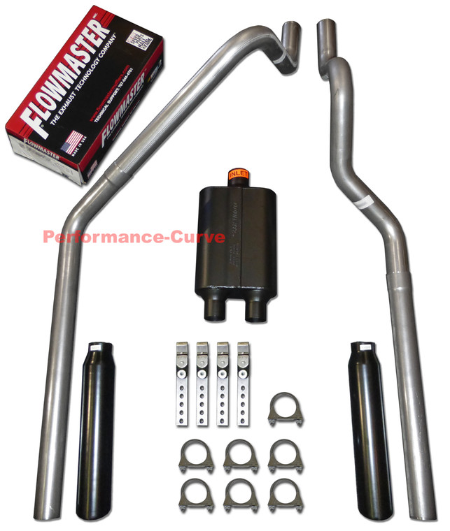 00-03 Dodge Dakota 3.9 4.7 5.9 Mandrel Bent Dual Exhaust w/ Flowmaster Super 44 - Black Tips