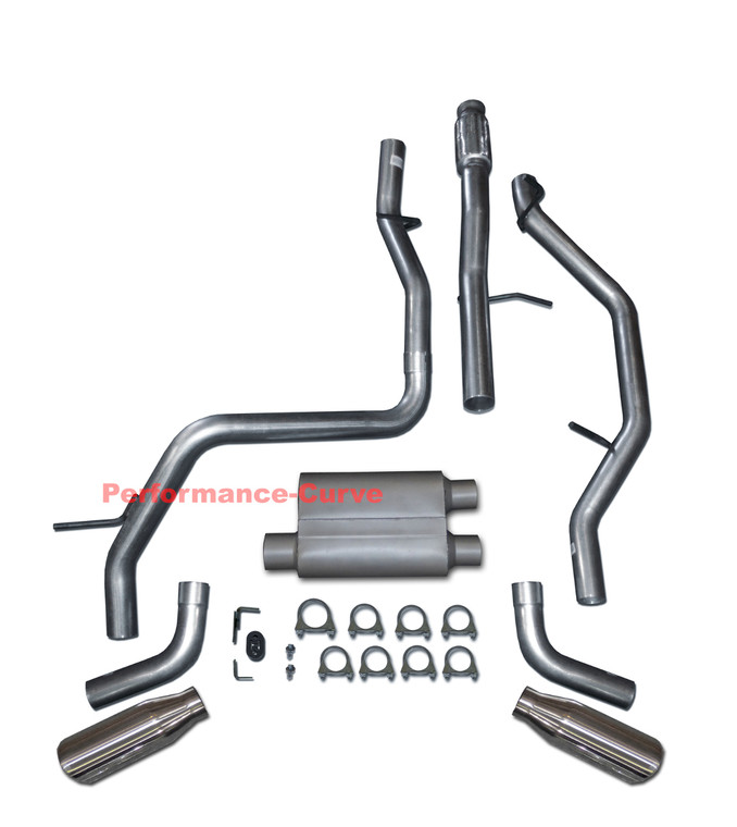 2009 - 2014 Avalanche Yukon XL Suburban Dual Exhaust Kit w/ 2 Chamber Muffler - Polished Tips