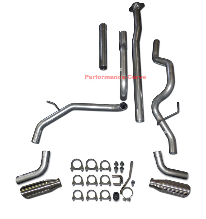 09-14 Ford F150 4.6 5.0 5.4 Catback Dual Exhaust Side Exit Performance Pipe Kit - Side Exit Polished Tips